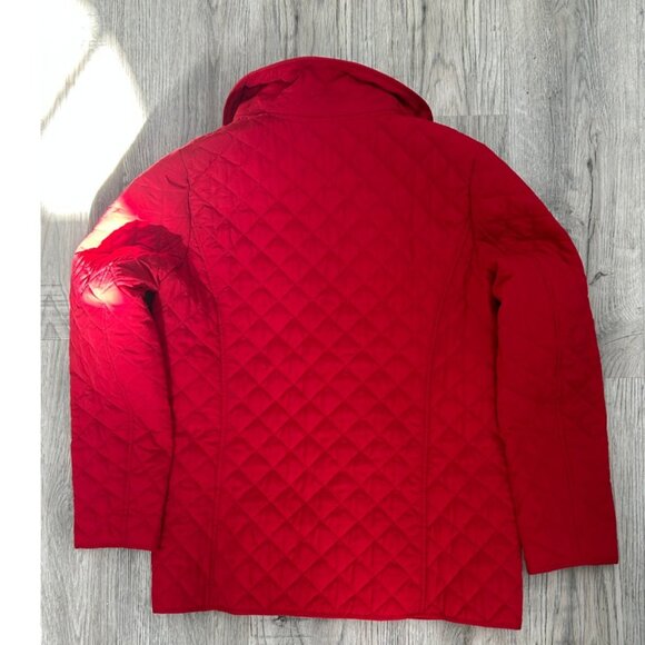 J. Jill Red Quilted Button-Down Jacket Polyester Lightweight Coat Size M Medium - Picture 2 of 8